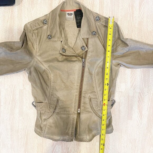 Harley-Davidson Tan Embroidered Sugar Skull Moto Style Jacket Size Small - Picture 9 of 9